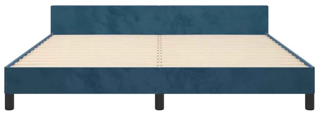 sötétkék bársony ágykeret matrac nélkül 160x200 cm