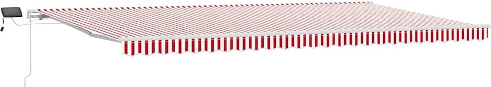 vidaXL Behúzható napellenző Piros és Fehér 600 × 300 cm Szövet és Acél