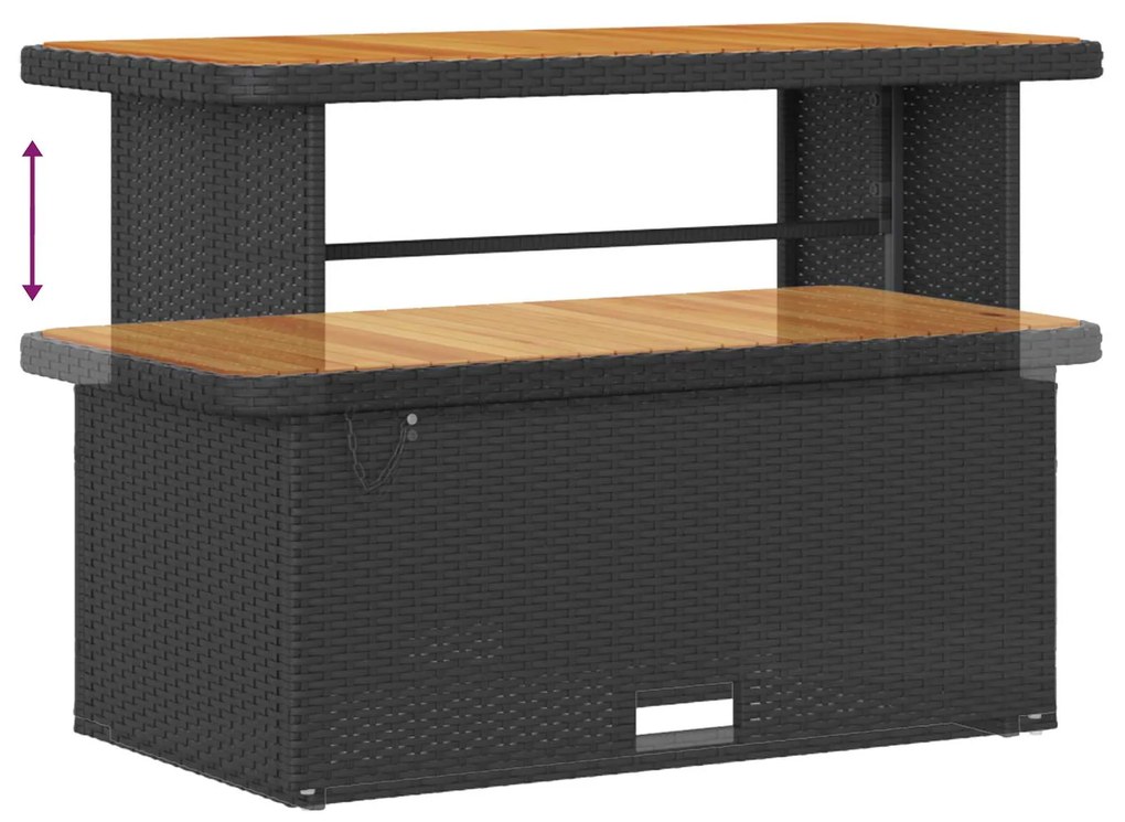 vidaXL Kerti Kanapé Szett 9 pcs Fekete Poli Rattan és Porfestett Acél