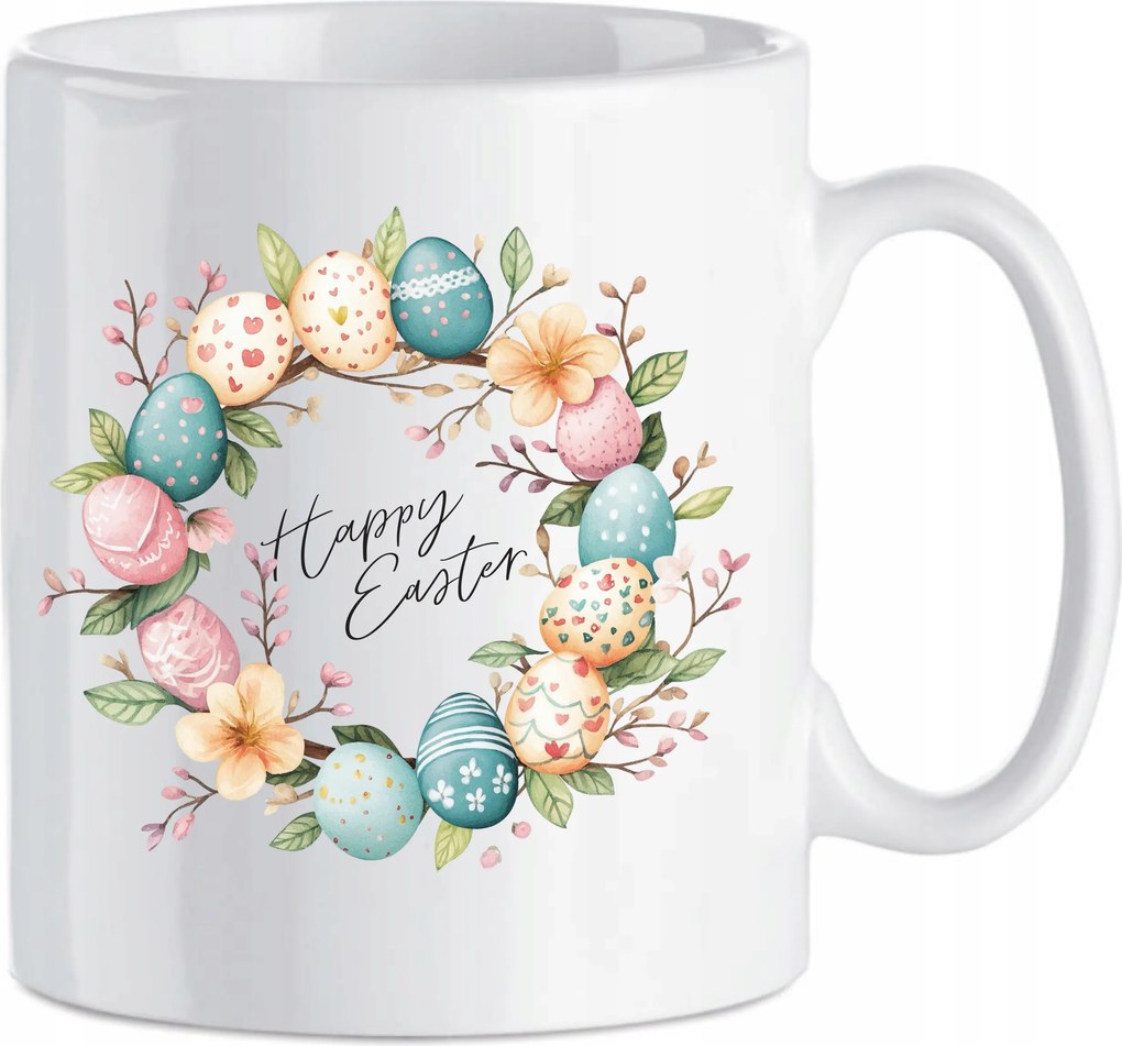 Húsvéti kerámia bögre Húsvéti koszorú Happy Easter 330 ml