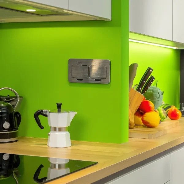 Brilagi - Kültéri beépített padló dupla aljzat IP55 matt króm négyszögletes