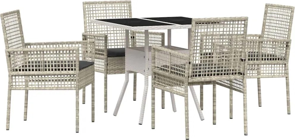 vidaXL Kert étkező szett 5 pcs Világosszürke polirattan