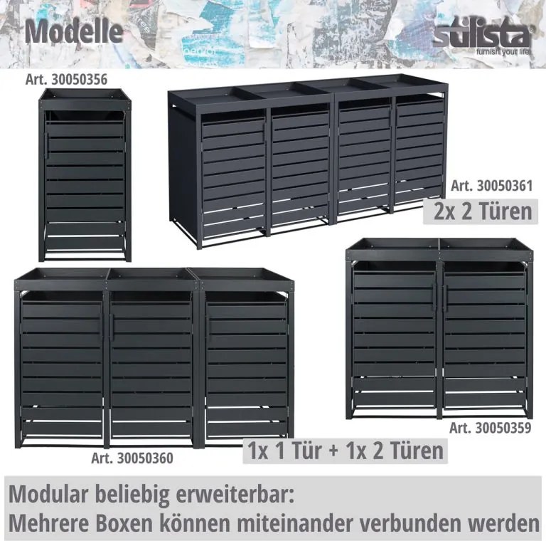 STILISTA Szekrény 1 szemetesre 68 x 124 x 80 cm antracit