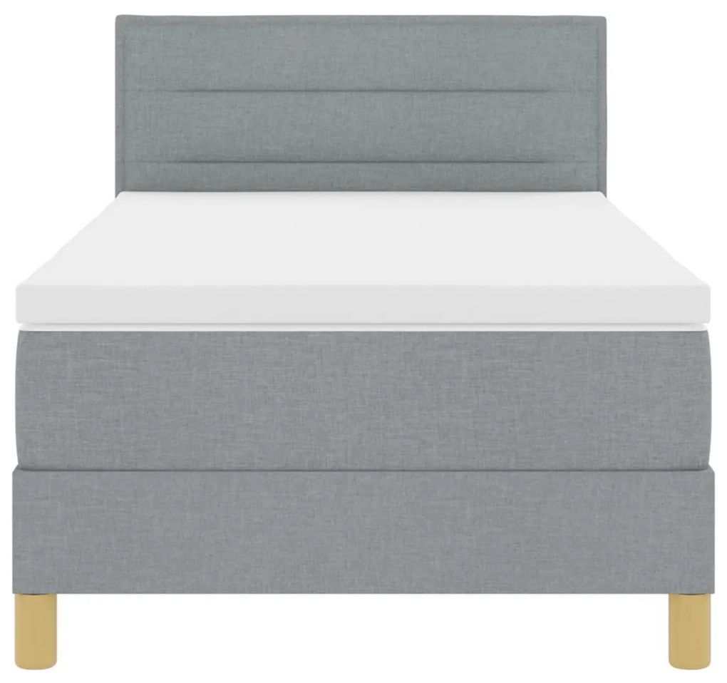 Box Spring Ágy matraccal és LED világosszürke 90x200 cm szövet