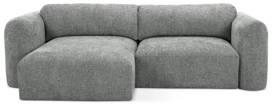 Szürke zsenília kinyitható-tárolóhelyes sarokkanapé (bal oldali-heverő résszel) Mele – Makamii