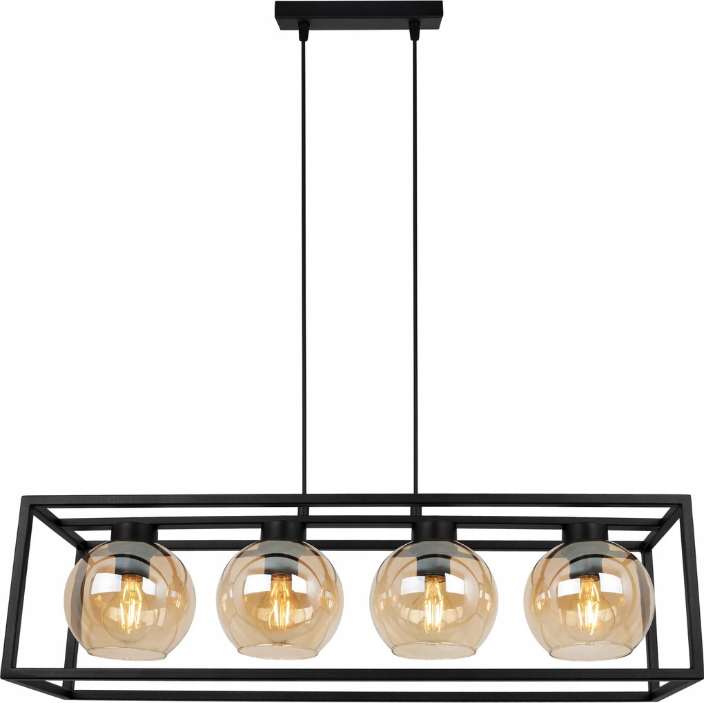 Mennyezeti Lámpa Lógó Csillár Üveg Gömbök Ketrec Modern Loft Fekete