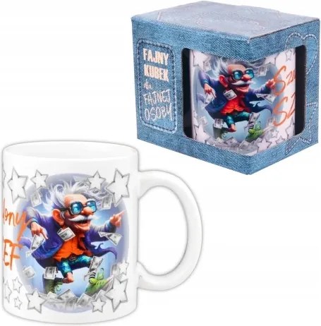 Vicces bögre dekoratív csomagolásban Őrült főnök ajándék