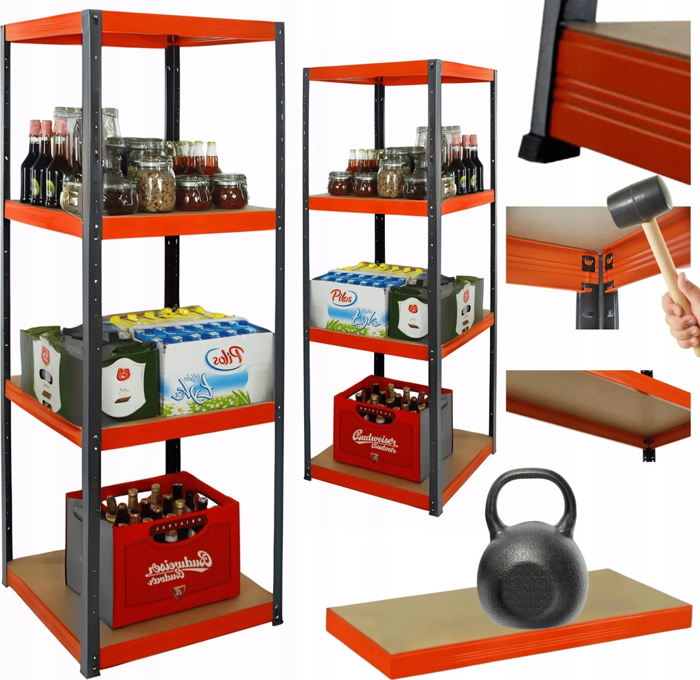 Fém tároló állvány garázs állvány Helios 180x45x45cm 4Px175kg