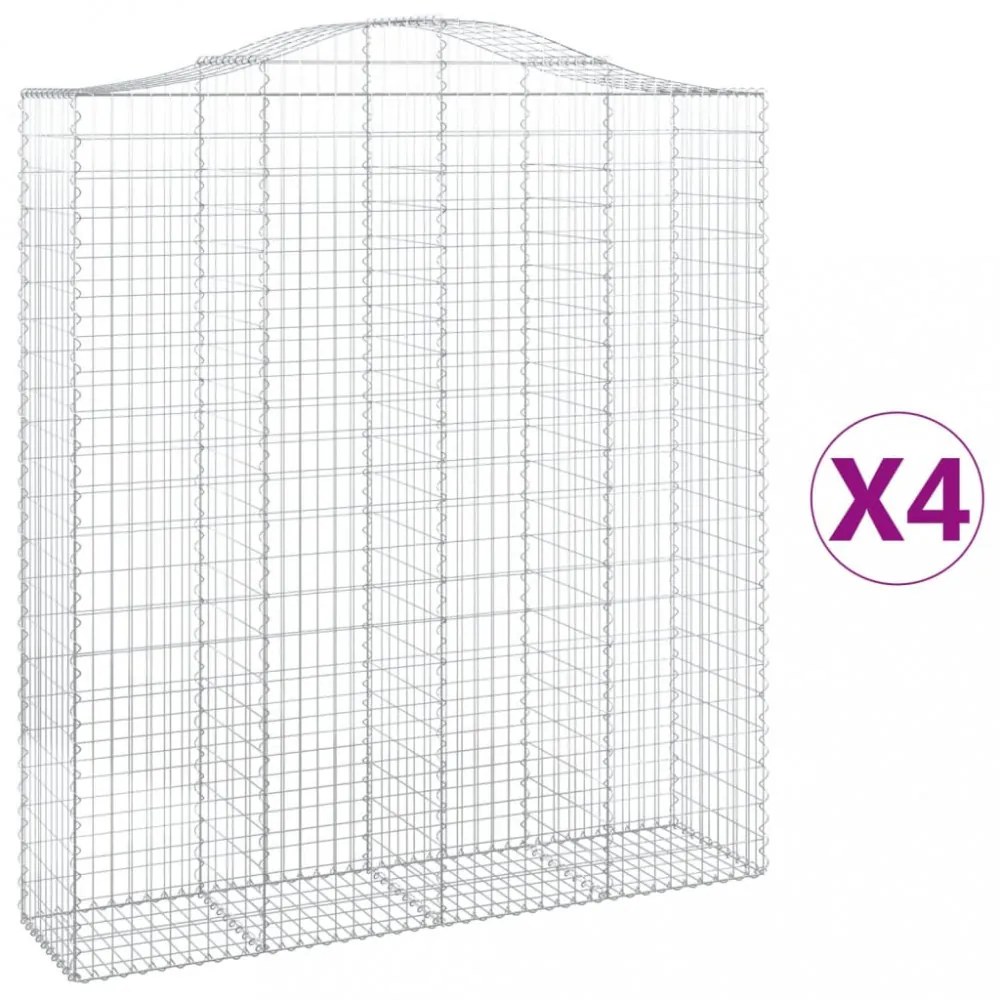 4 db íves horganyzott vas gabion kosár 200x50x220/240 cm