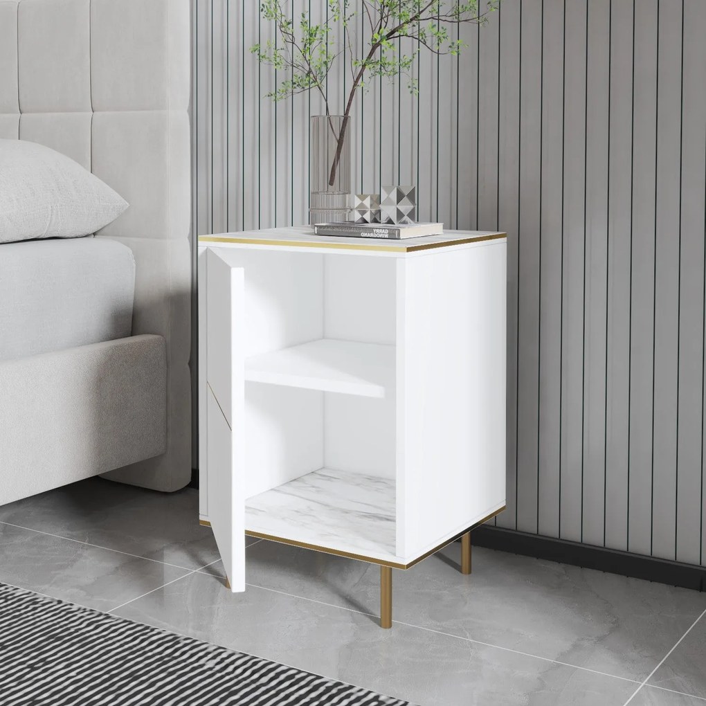 Éjjeliszekrény Imaj - Marble, White