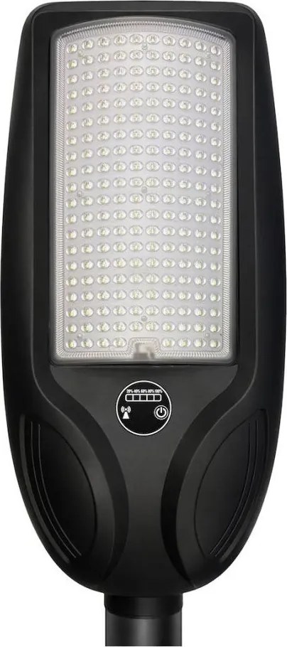 Fényerőszabályozható LED napelemes utcai lámpa érzékelővel VENICE 200W/12000 mAh IP65 fekete +távirányító