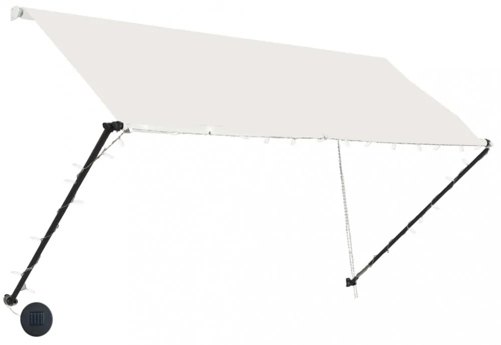 feltekerhető krémszínű napellenző LED-del 250 x 150 cm