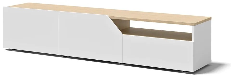 Fehér TV-állvány tölgyfa dekorral 180x38 cm Verone - TemaHome