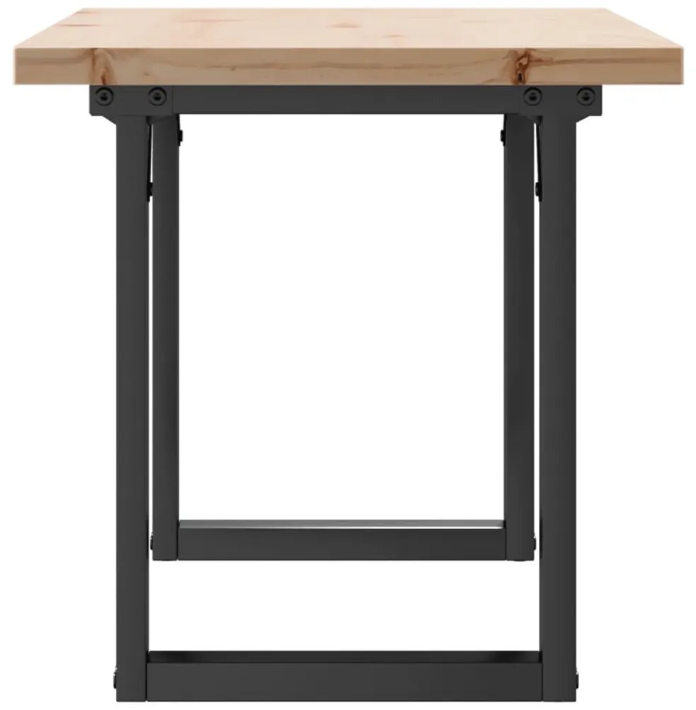 Tömör fenyőfa és acél O-vázú dohányzóasztal 100x50x45,5 cm