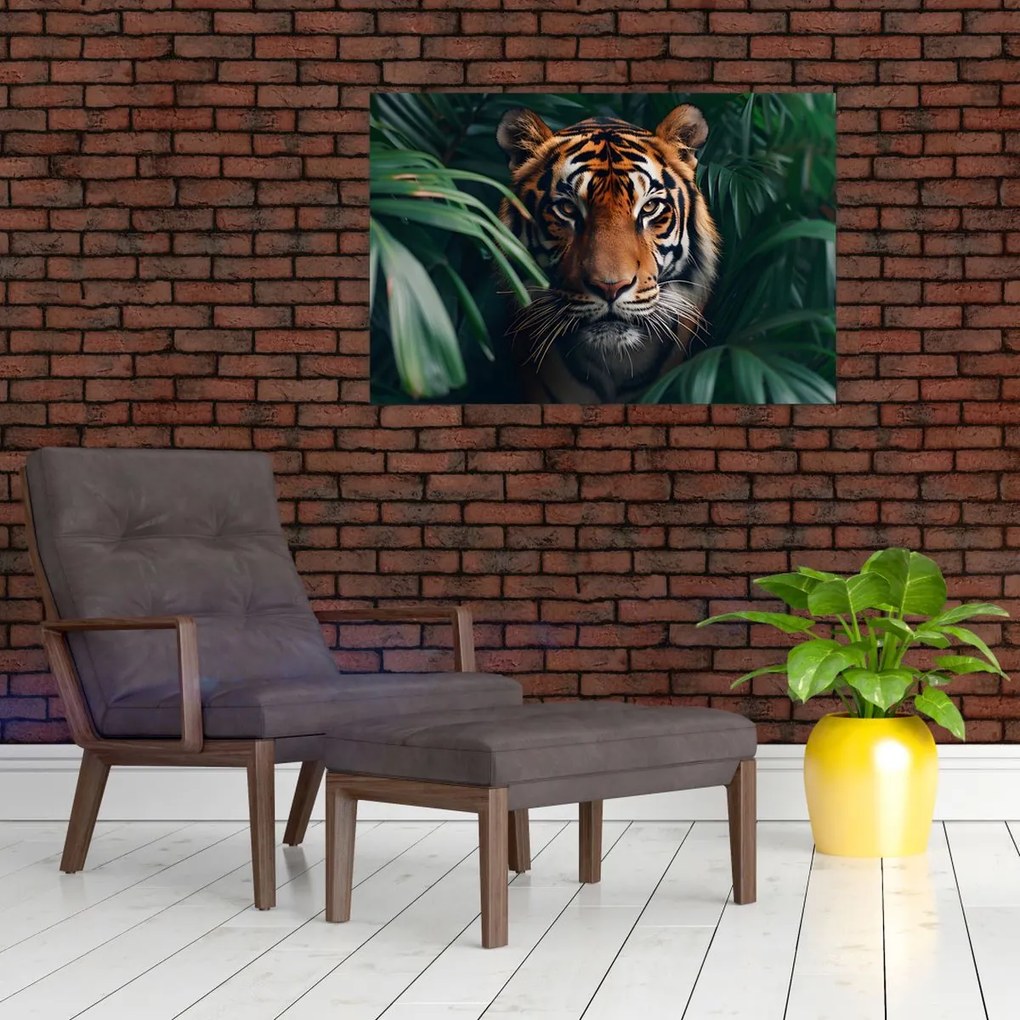 Kép - Egy tigris portréja a dzsungelben (90x60 cm)