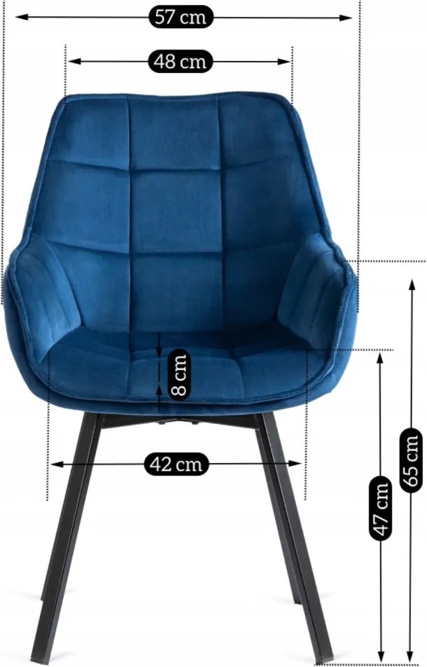 Forgó szék sötétkék színben, bársony kárpittal. LUNA