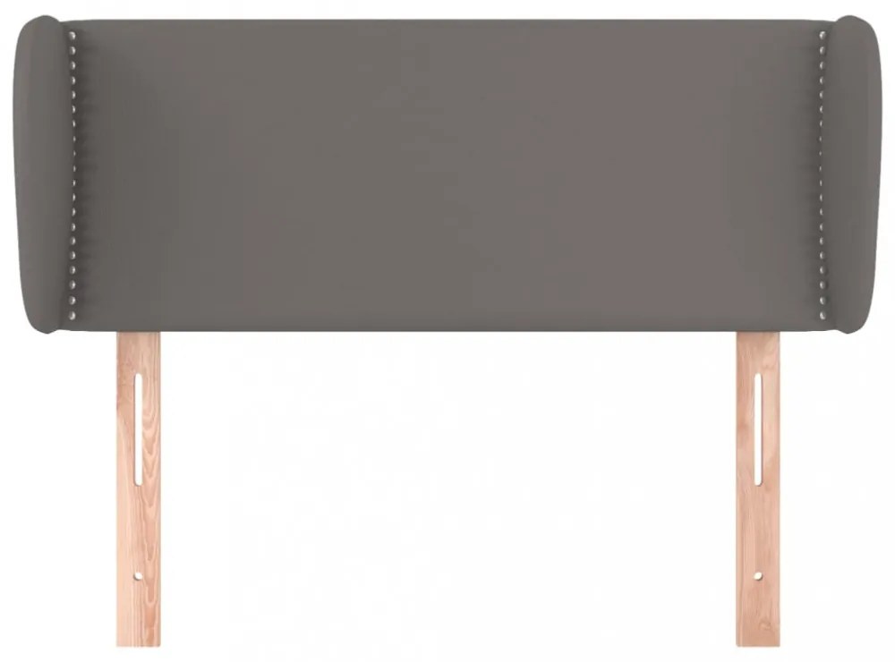szürke műbőr szárnyas fejtámla szárnyakkal 103x23x78/88 cm
