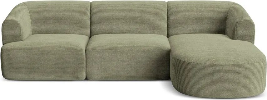 Zöld kordbársony sarokkanapé (jobb oldali-heverő résszel) Campi – Cosmopolitan Design