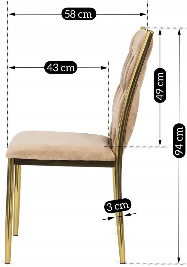 Krzesło DAN Beżowe Plecione Welurowe