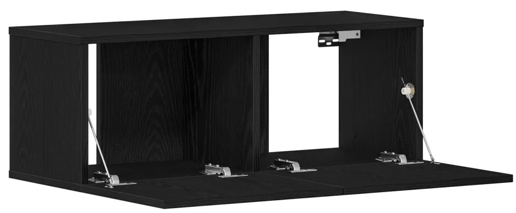 Fekete Tölgy TV Állvány 80x30x30 cm Műanyag Fából készült