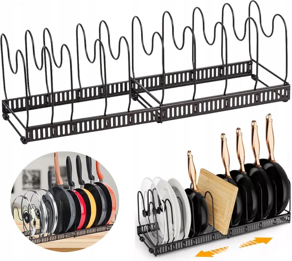 Fedéltartó Állvány Tányérok Konyhai rendszerező szekrény fiókhoz fekete
