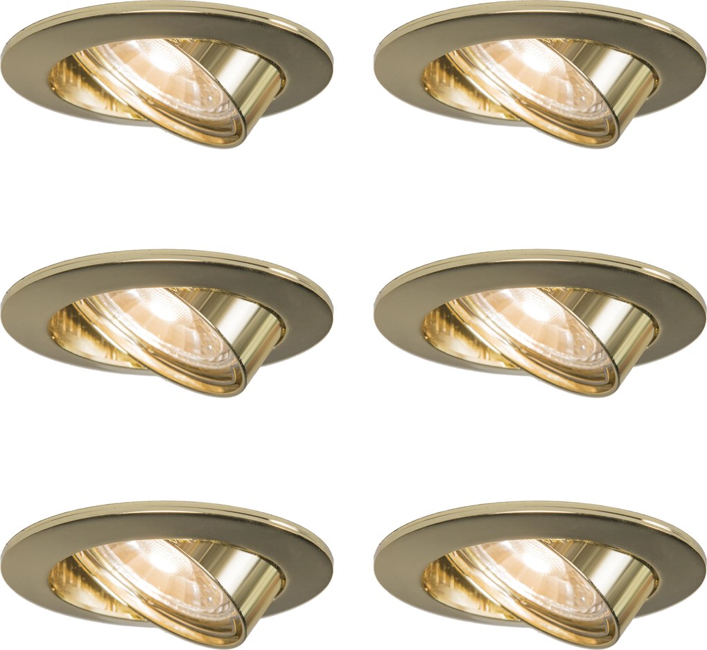6 darabos, dönthető, kerek, süllyesztett spotlámpa szett arany színben - Edu
