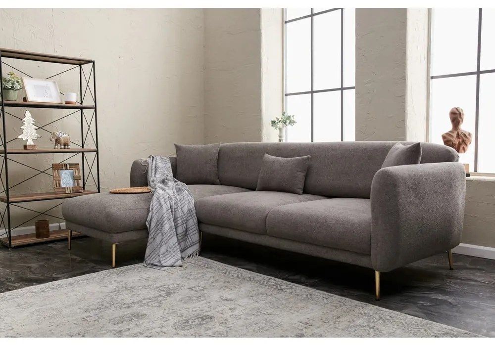 Szürke sarokkanapé (bal oldali-heverő résszel) Simena – Balcab Home