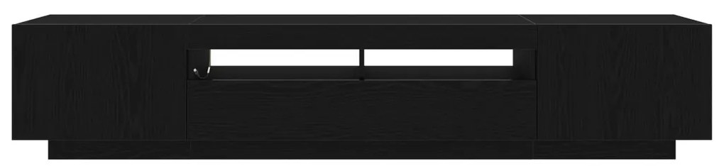 TV állvány LED világítással - Fekete tölgy, 200x35x40 cm, műszakilag megmunkált fa