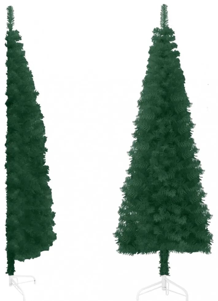 zöld vékony fél műkarácsonyfa állvánnyal 150 cm