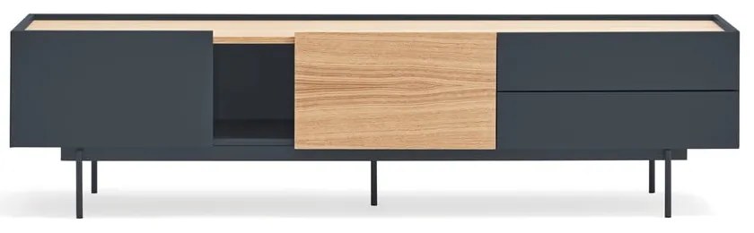 Antracitszürke-natúr színű TV-állvány tölgyfa dekorral 180x45 cm Otto – Teulat