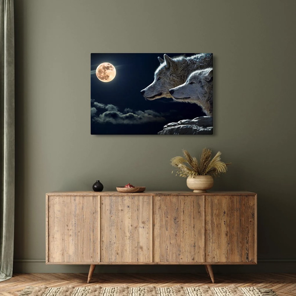 Farkas üvöltés a holdra képe (90x60 cm)