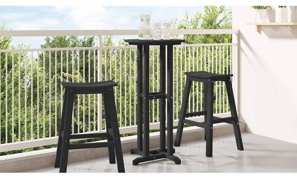 vidaXL Bárasztal Fekete 55 x 55 x 107 cm Polietilén