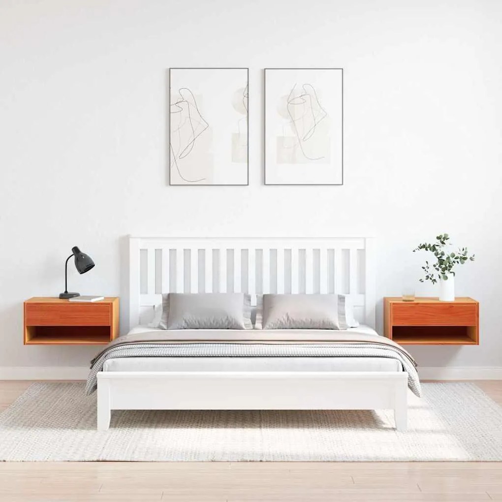Éjjeli asztal 2 pcs Viaszbarna 50 x 32.5 x 24 cm Tömör fenyőfa