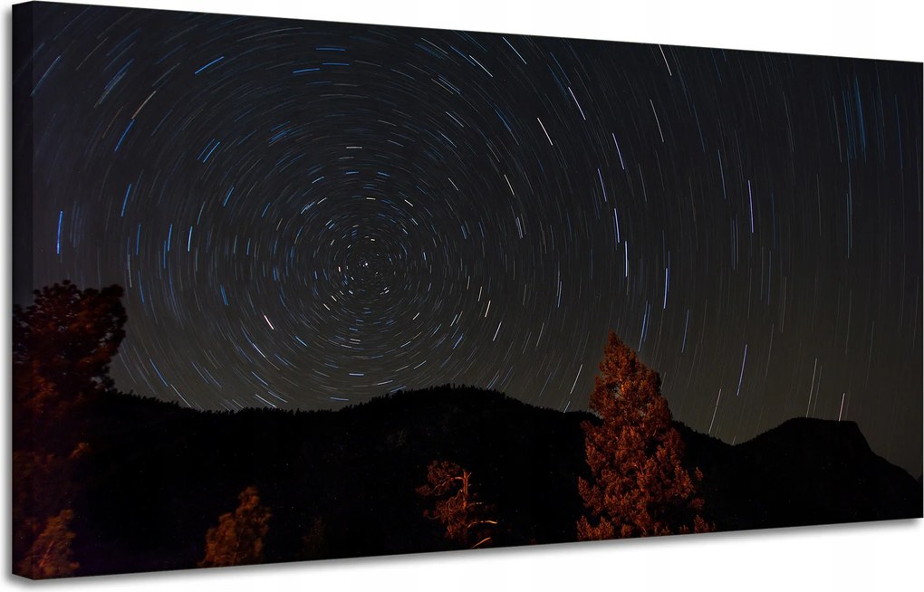 Vászonkép Természet Erdő Éjszaka Hegyek Absztrakt Fák 120x60