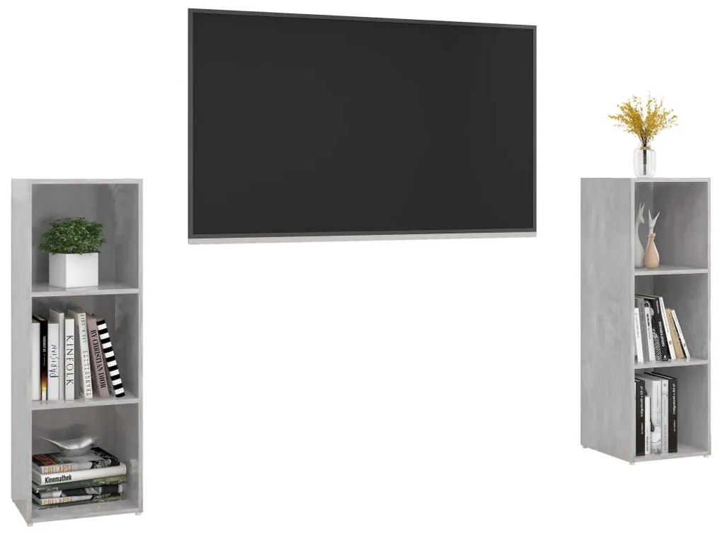 2 db betonszürke szerelt fa TV-szekrény 107 x 35 x 37 cm