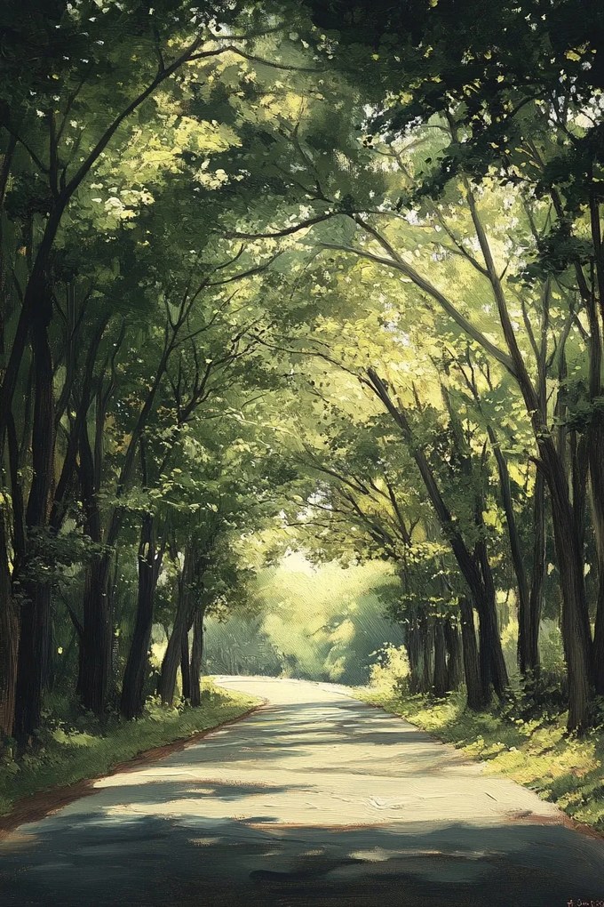 Vászonkép Canvas Tájkép Természet Fák Sikátor Út Nap Nyár 80x120