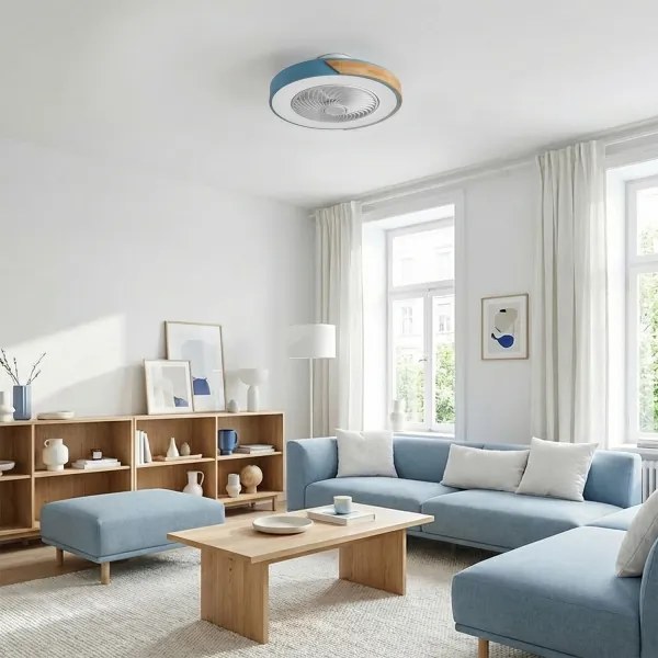 Brilagi - LED dimmelhető lámpatest ventilátorral LED/38W/230V 50 cm kék/tölgy + távirányító