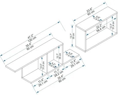 Fali polc NEWRA 35x150 cm barna