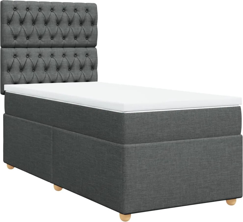 vidaXL sötétszürke szövet rugós ágy matraccal 80 x 200 cm