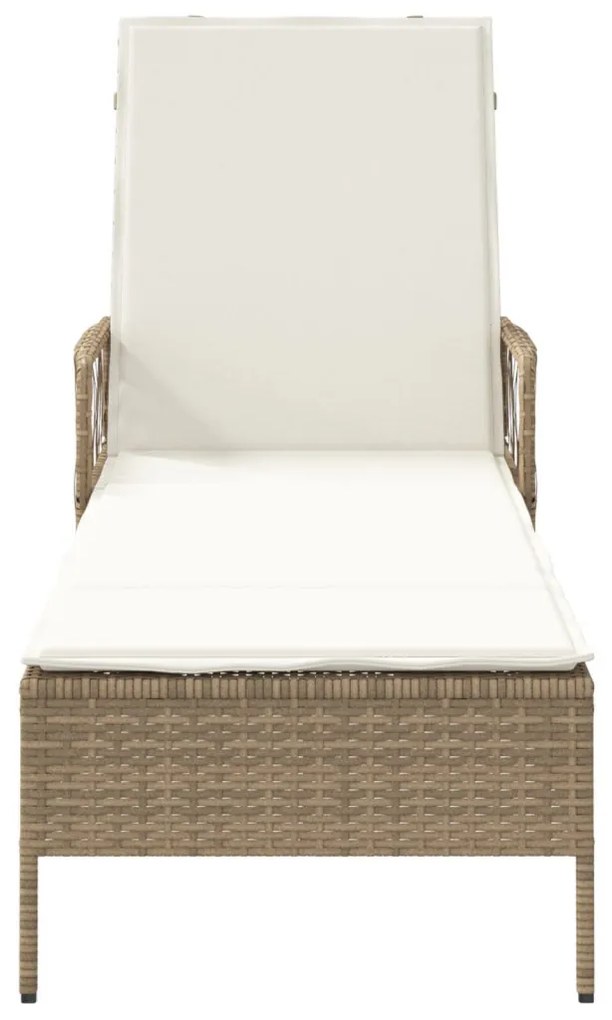 Napozóágy Bézs és krém színű PE Rattan 157 x 55 x 92 cm