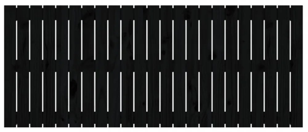 fekete tömör fenyőfa fali fejtámla 147 x 3 x 60 cm