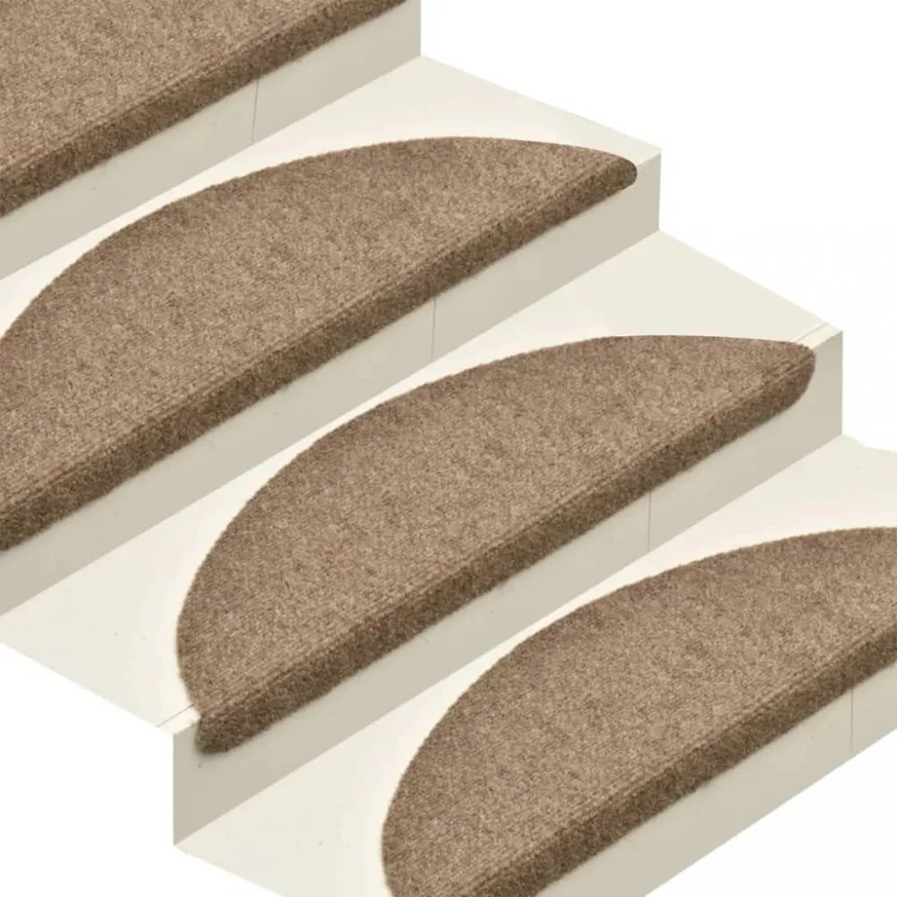 5 db krémszínű tűlyukasztott öntapadó lépcsőszőnyeg 65x21x4 cm