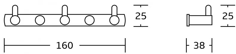 Mexen kiegészítők, törölközőtartó, 3 horgos, fekete, 709163-70