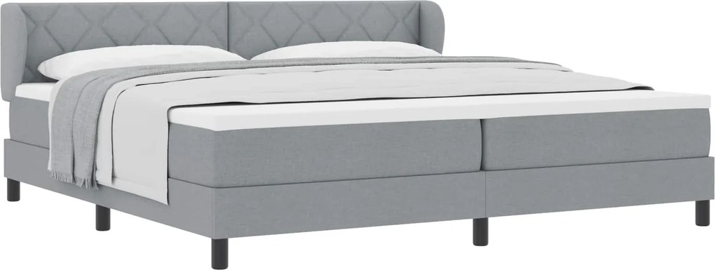 vidaXL Boxrugós ágy matracmal Világosszürke 200 x 200 cm szövet