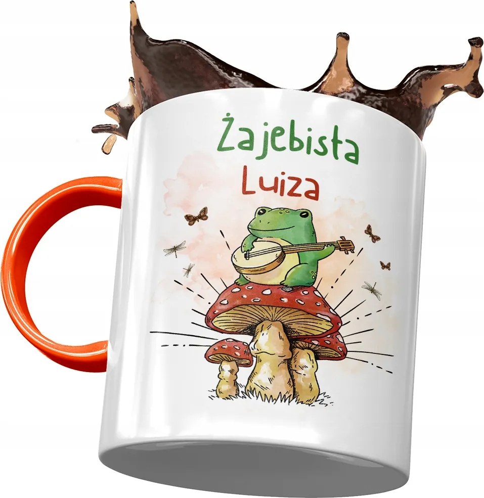 Narancssárga bögre Lujza Barátnőknek Ajándék Nyomtatott Fotóval