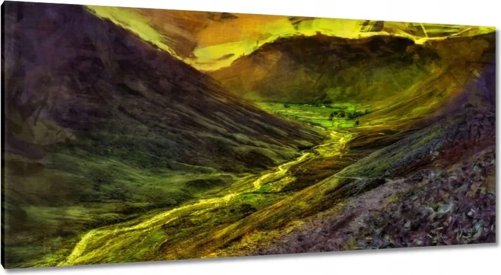 Festmények 115x55 Folyó a völgyben Tájkép