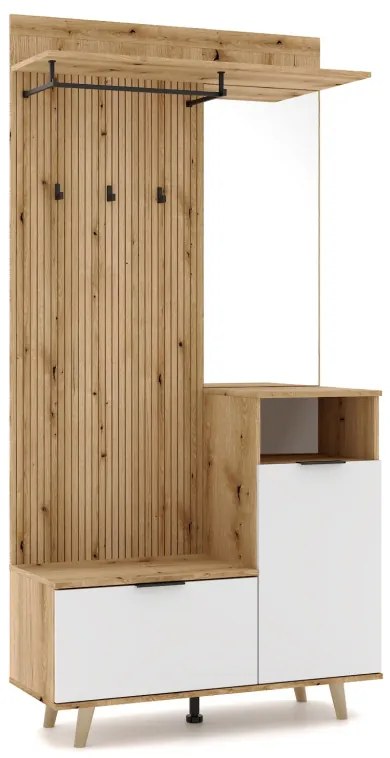 Előszoba bútor szett Evoke tölgy / tablila / fehér színkombinációban – NORDIC C