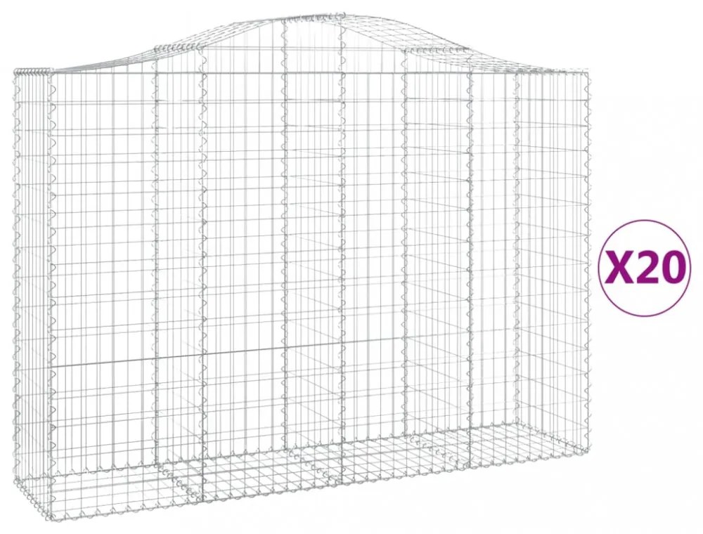 20 db íves horganyzott vas gabion kosár 200x50x140/160 cm
