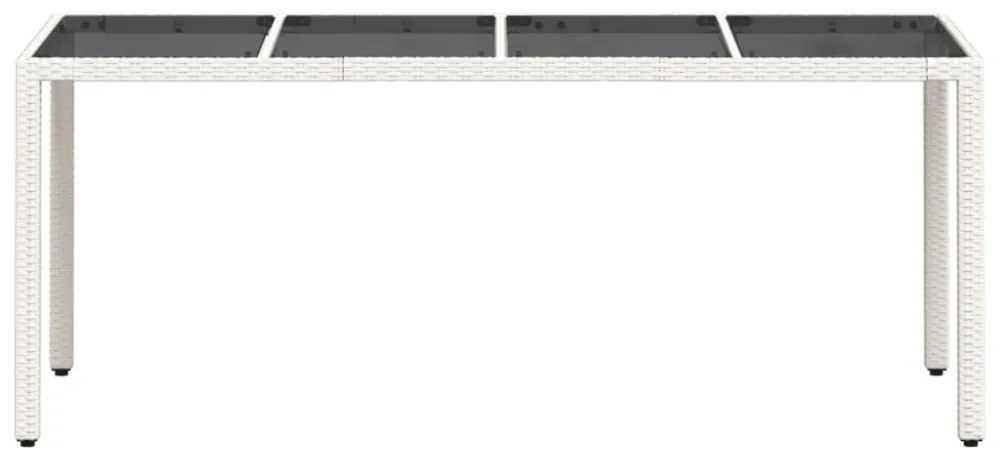 fehér polyrattan üveglapos kerti asztal 190 x 90 x 75 cm