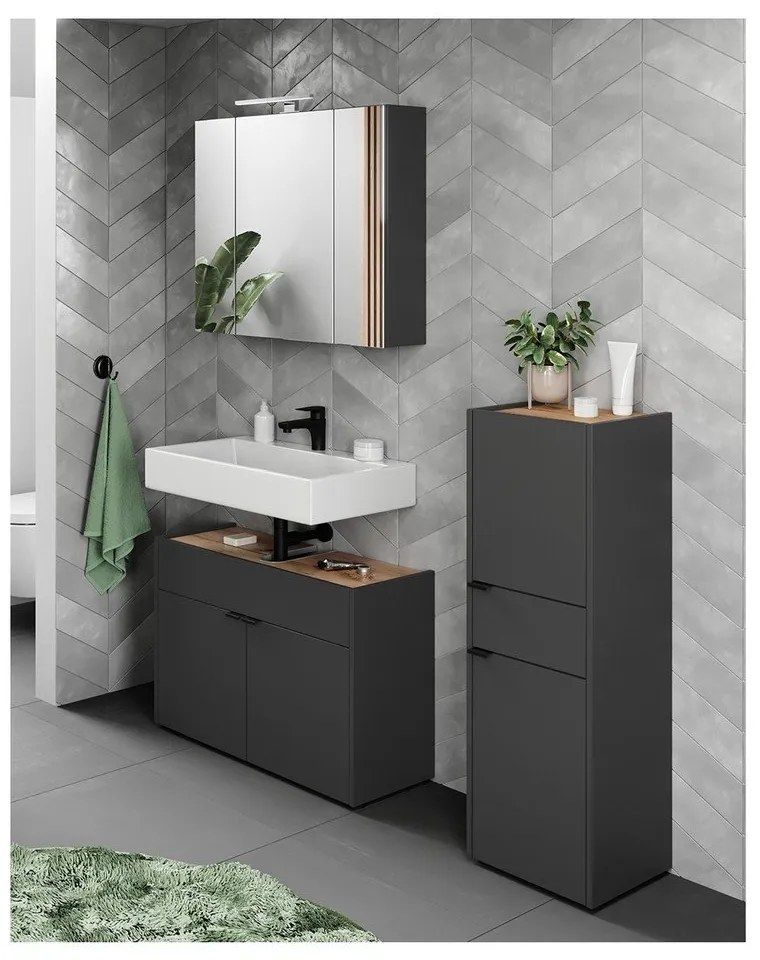 Antracitszürke fürdőszobai bútor szett Forano – Germania